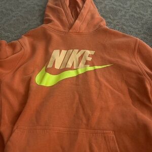 Nike Vibrant Orange Hoodie with Lime Logo